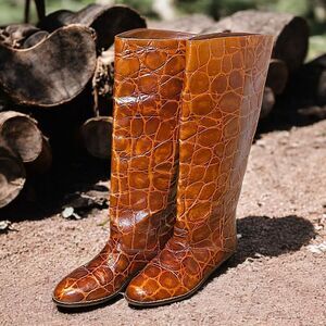 Vintage Postmodern Style Astrax Leather Women's Boots Made in Brazil